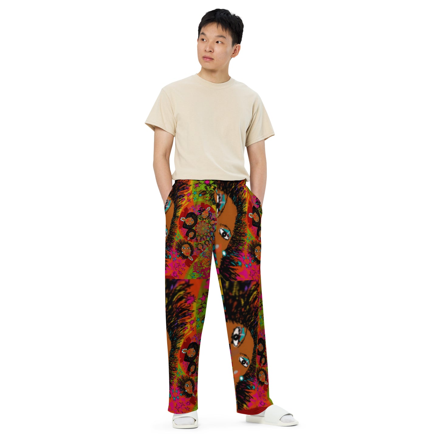 All-over print unisex wide-leg pants