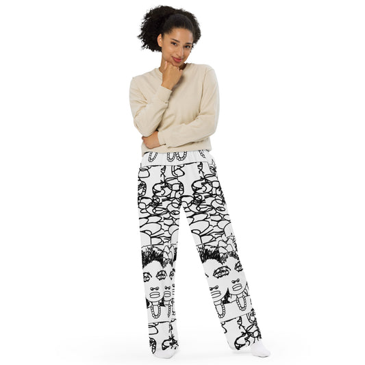 All-over print unisex wide-leg pants