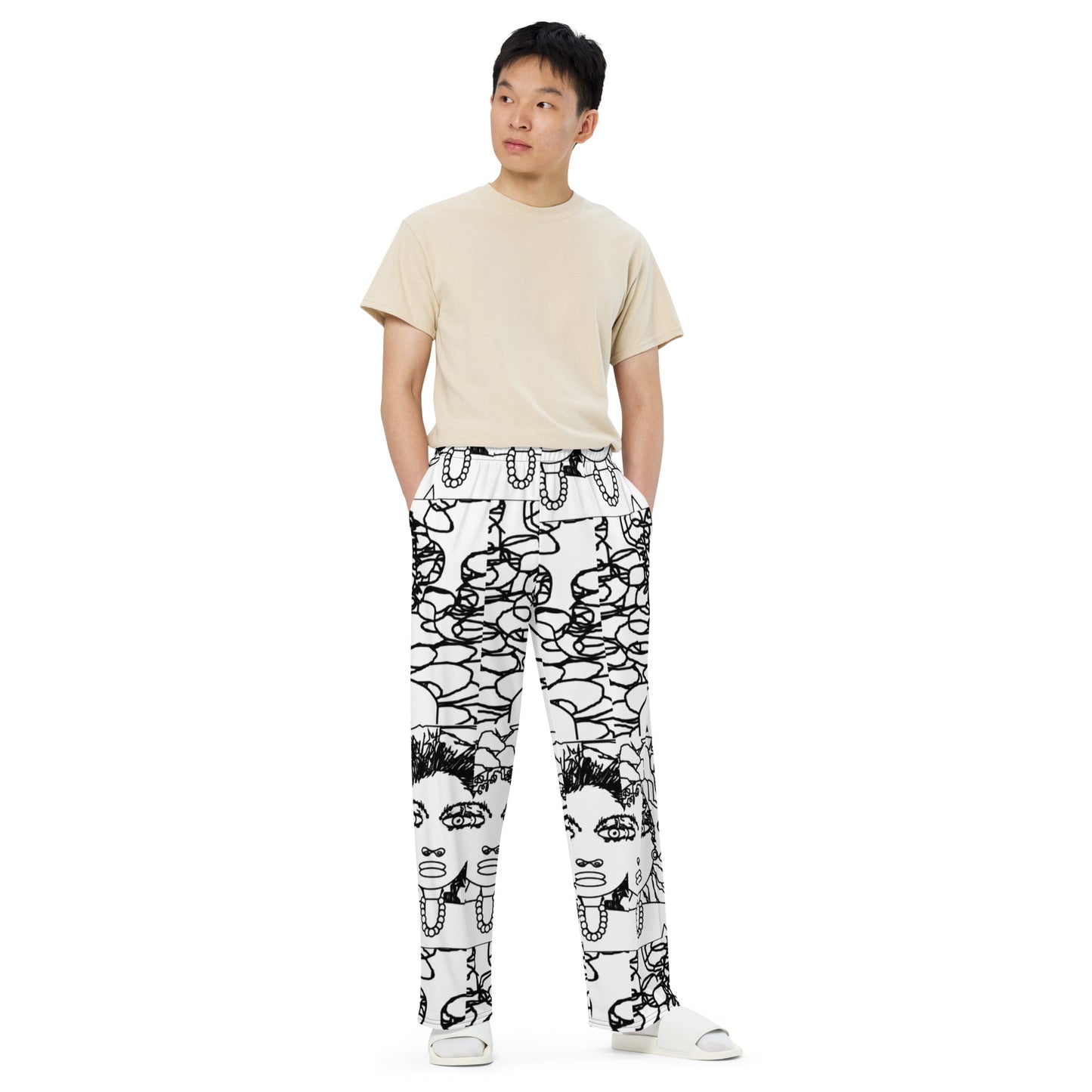 All-over print unisex wide-leg pants