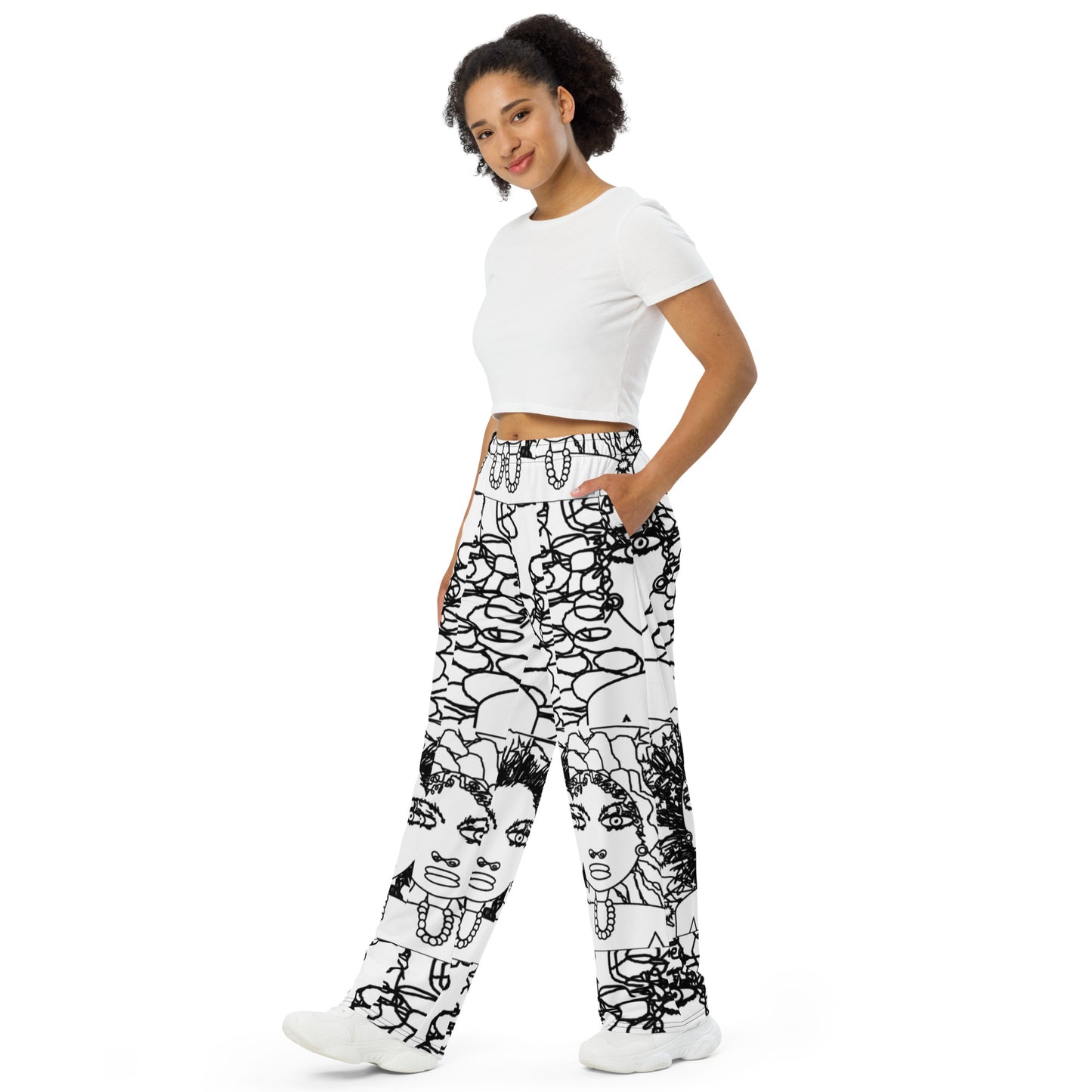 All-over print unisex wide-leg pants