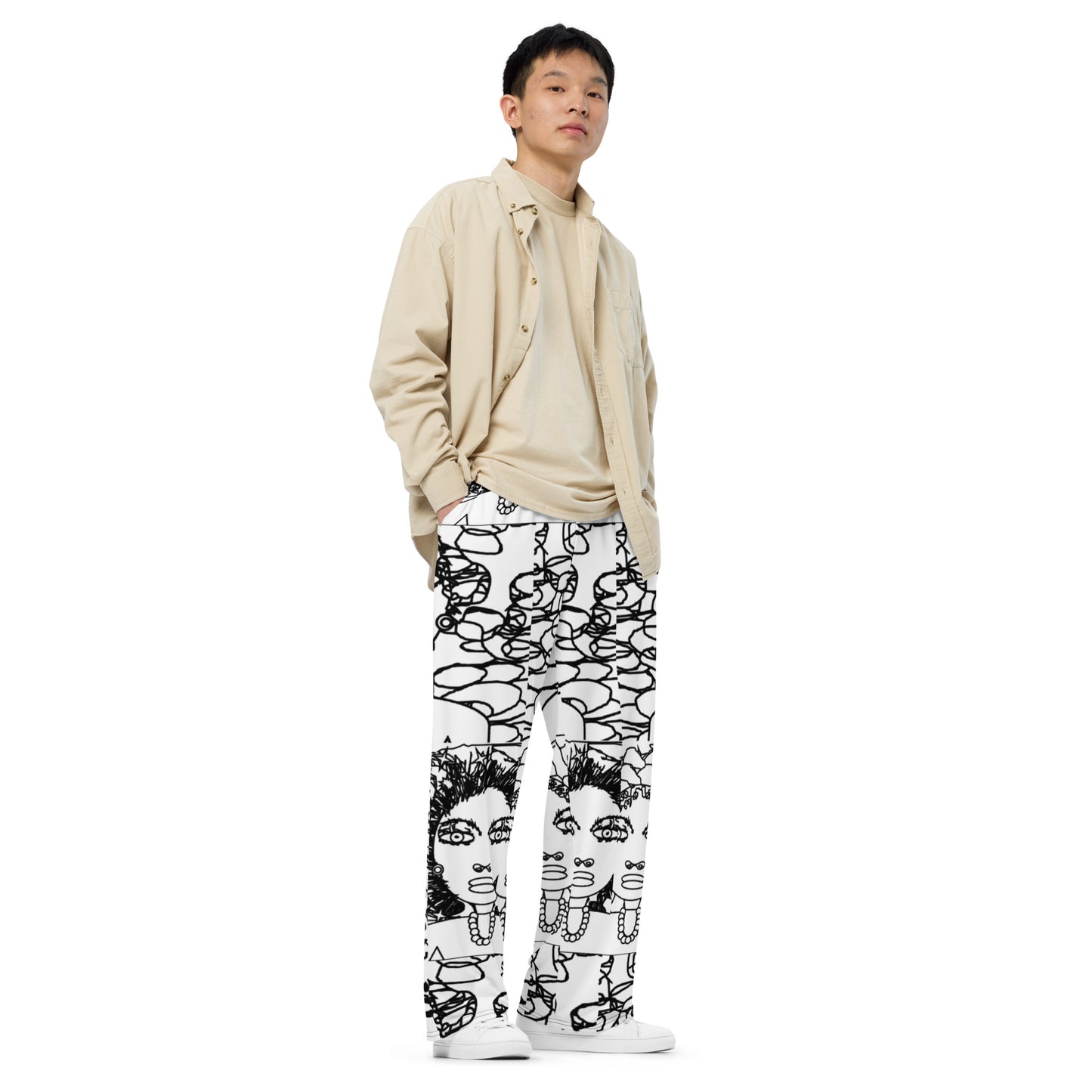 All-over print unisex wide-leg pants