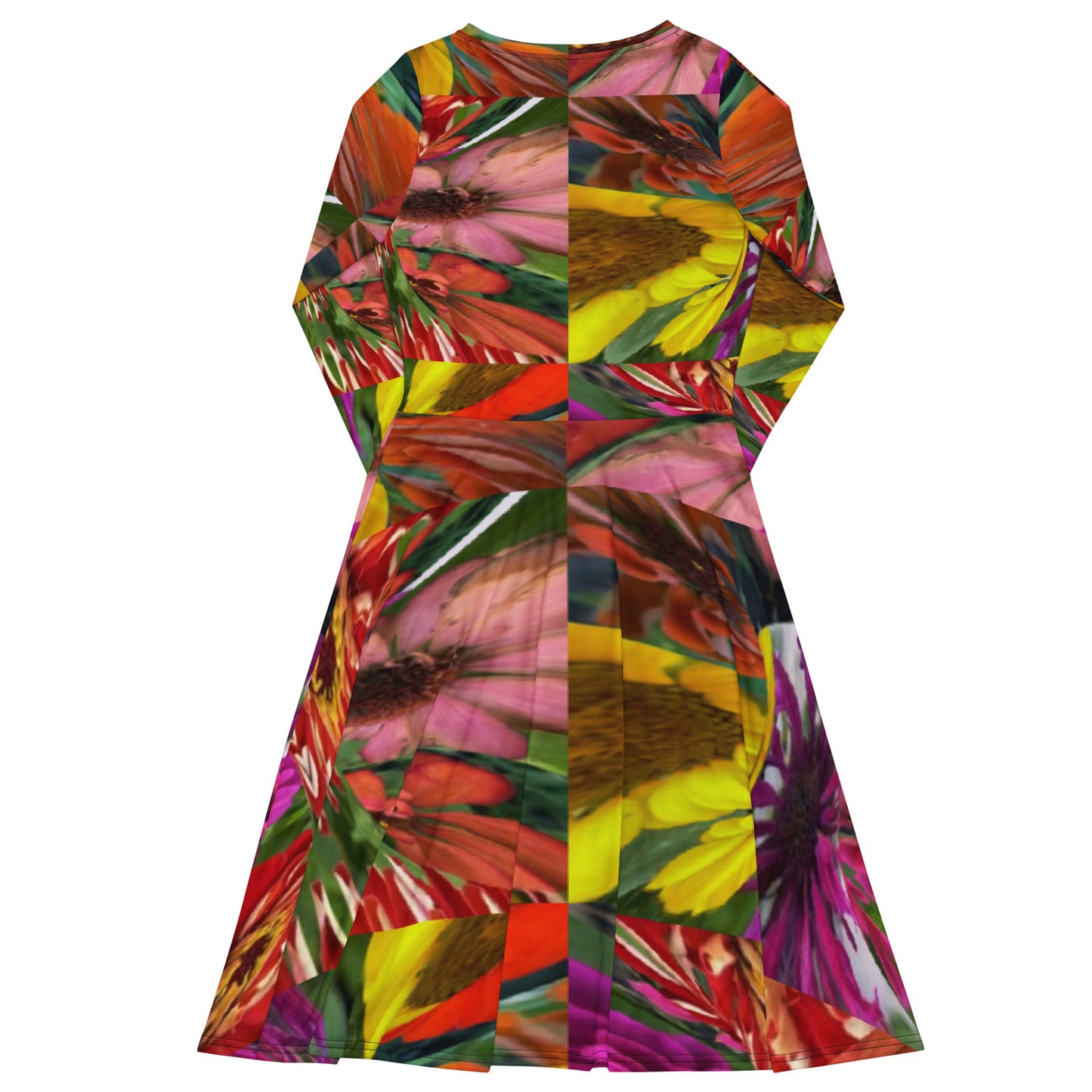 All-over print long sleeve midi dress