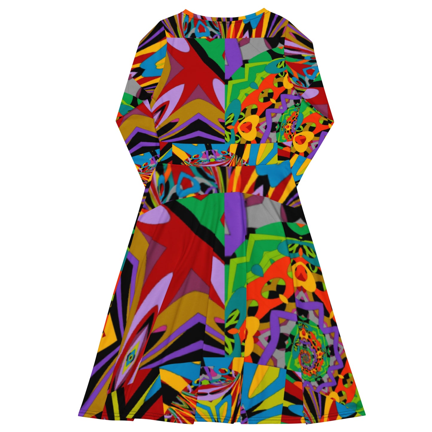 All-over print long sleeve midi dress