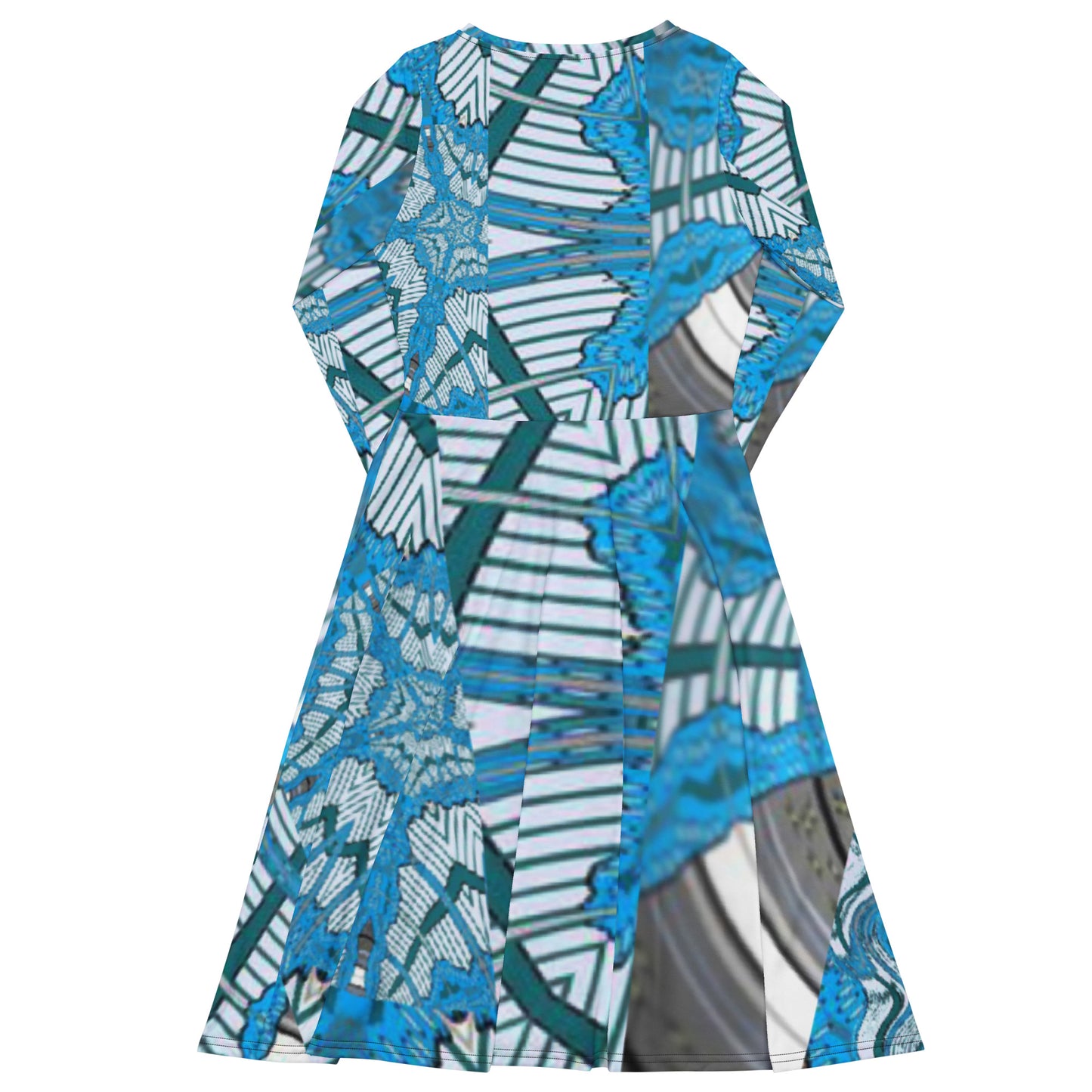 All-over print long sleeve midi dress