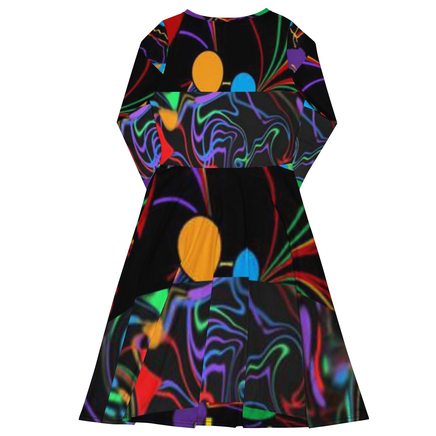 All-over print long sleeve midi dress