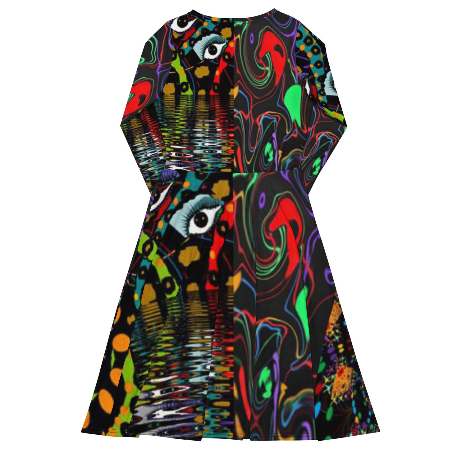 All-over print long sleeve midi dress