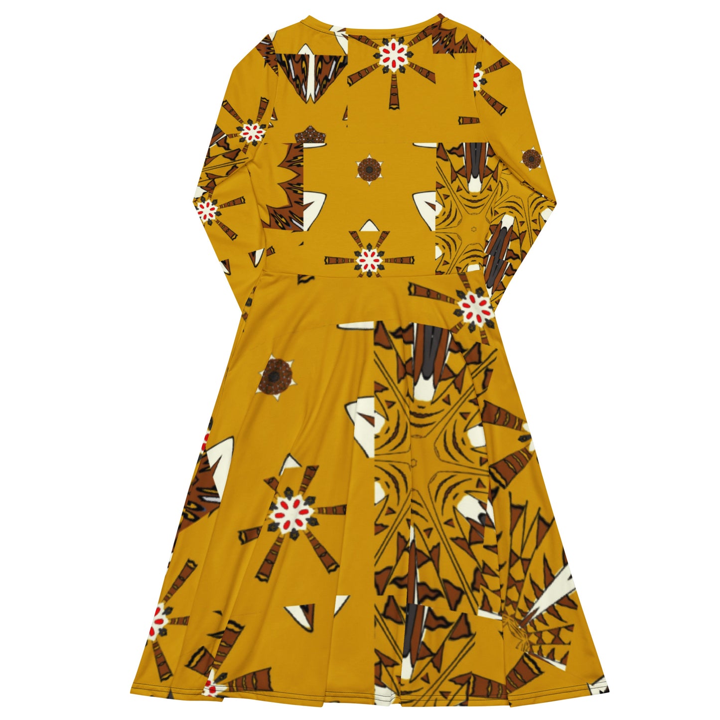 All-over print long sleeve midi dress