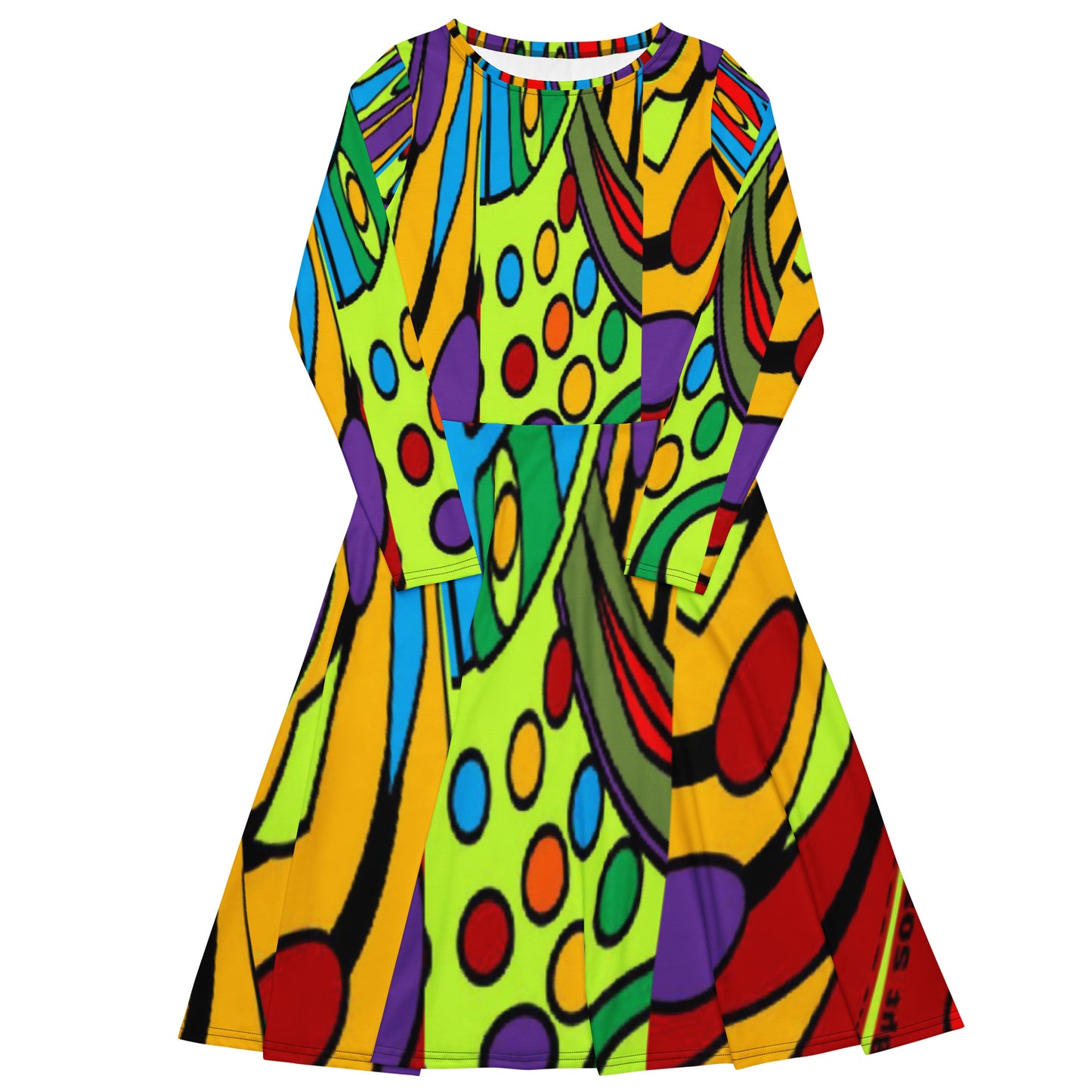 All-over print long sleeve midi dress