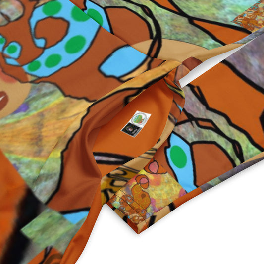 All-over print long sleeve midi dress