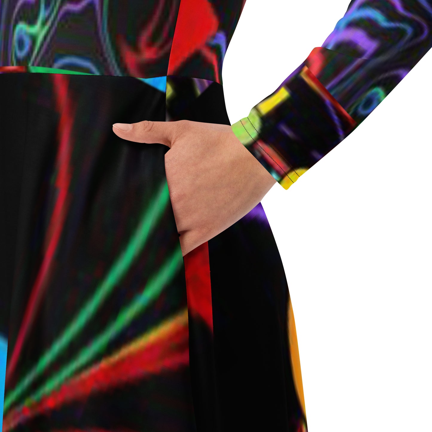 All-over print long sleeve midi dress