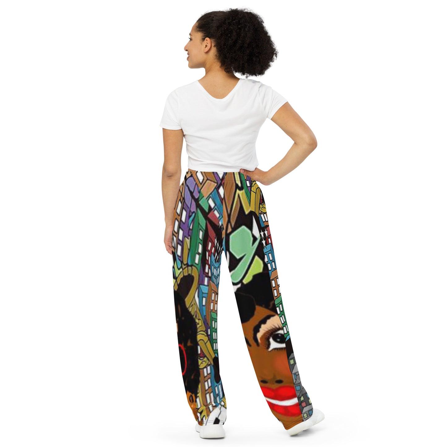 All-over print unisex wide-leg pants