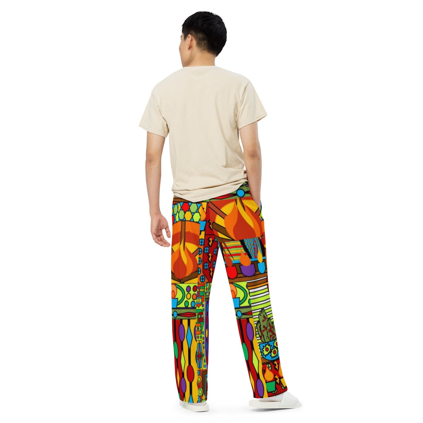 All-over print unisex wide-leg pants