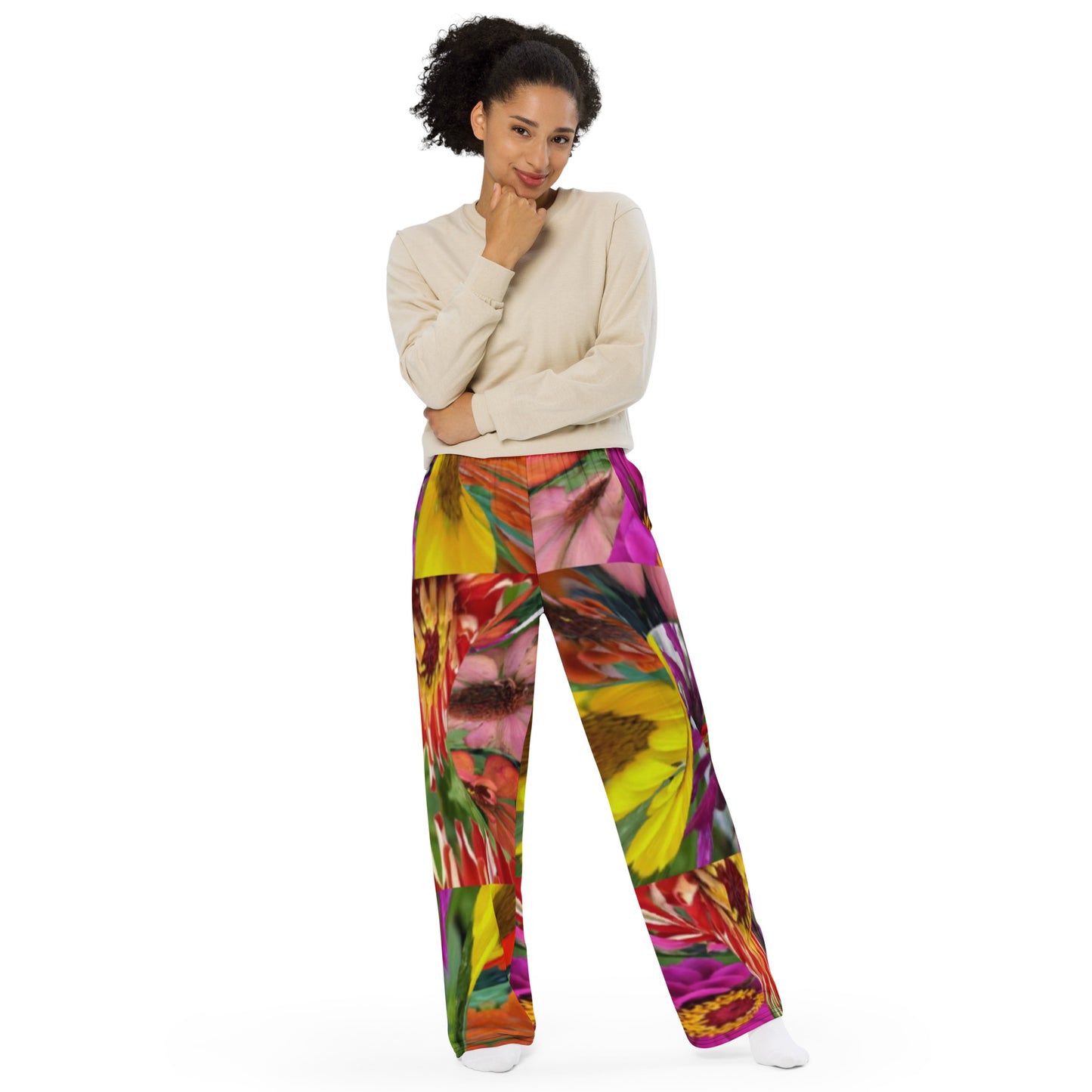 All-over print unisex wide-leg pants