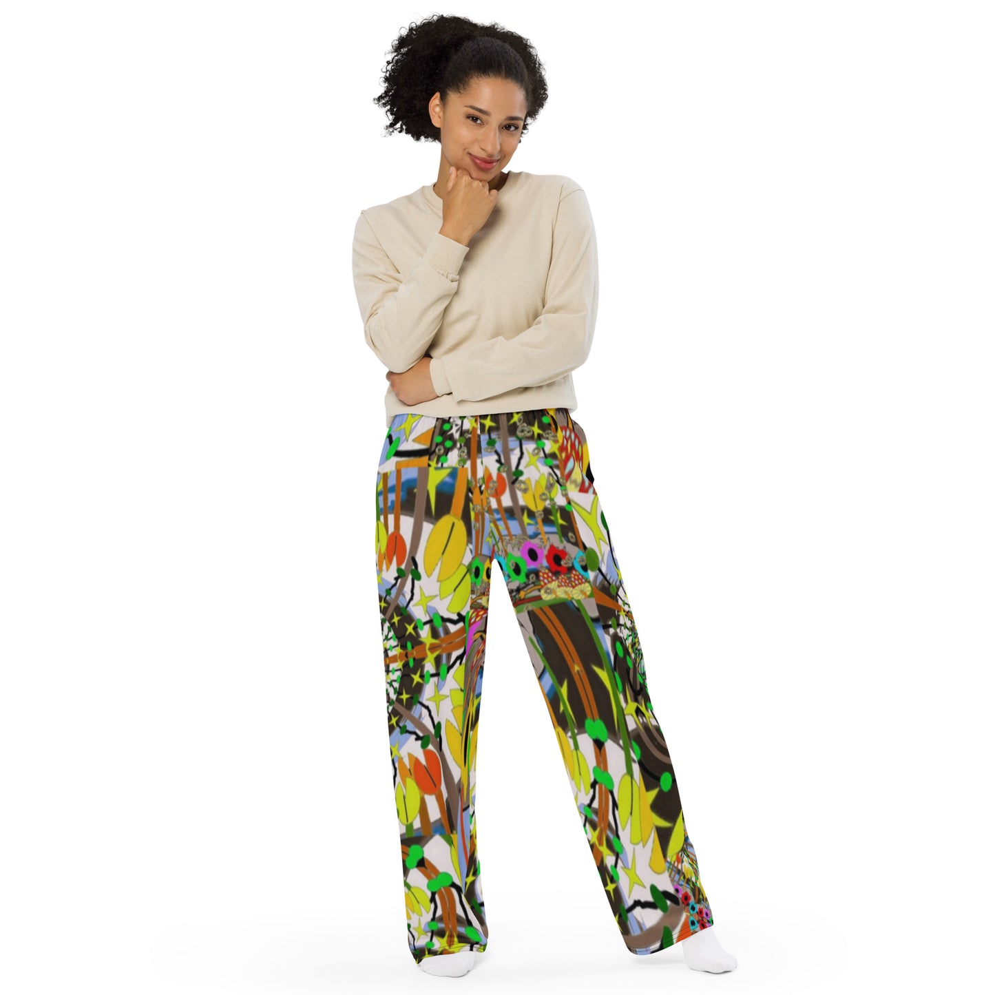 All-over print unisex wide-leg pants
