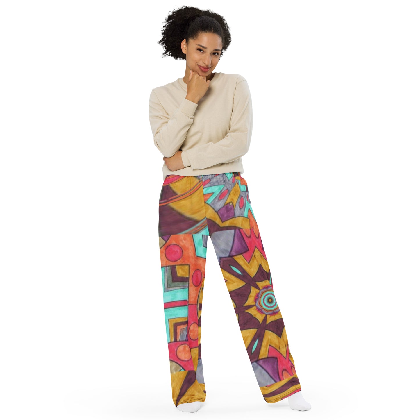 All-over print unisex wide-leg pants