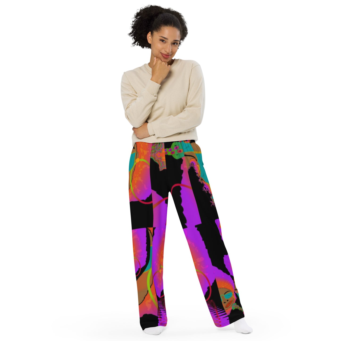 All-over print unisex wide-leg pants