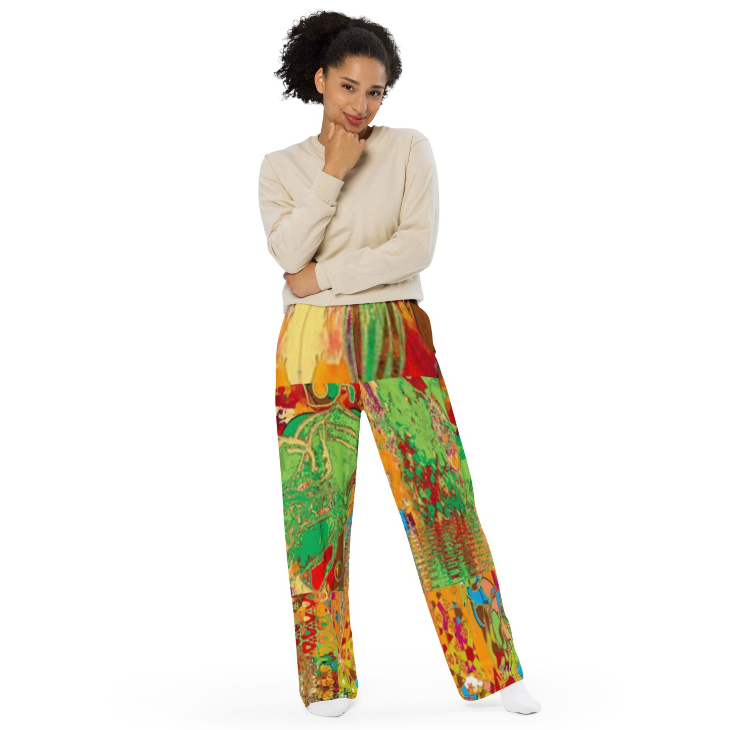 All-over print unisex wide-leg pants