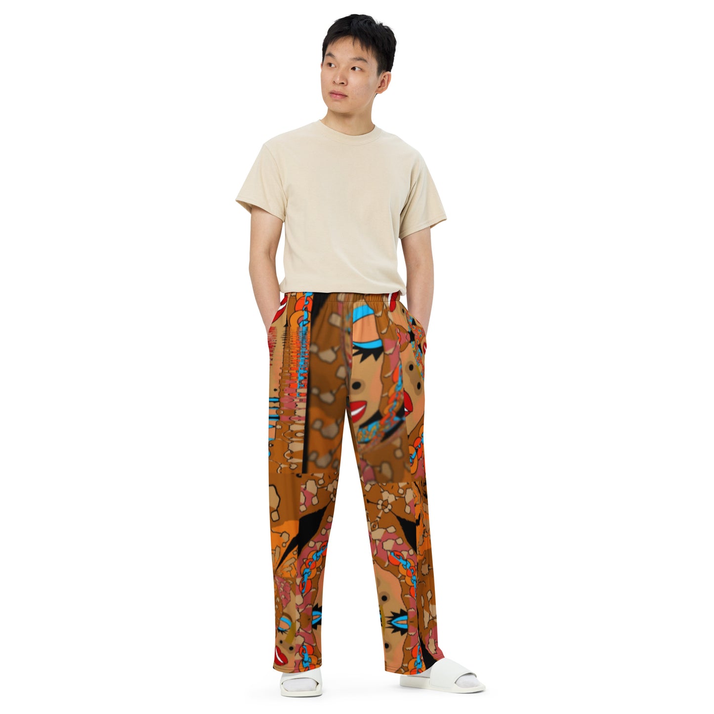 All-over print unisex wide-leg pants