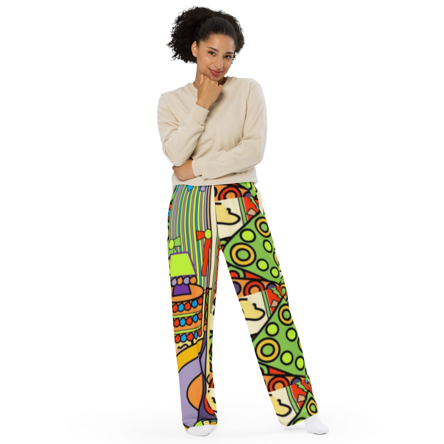 All-over print unisex wide-leg pants