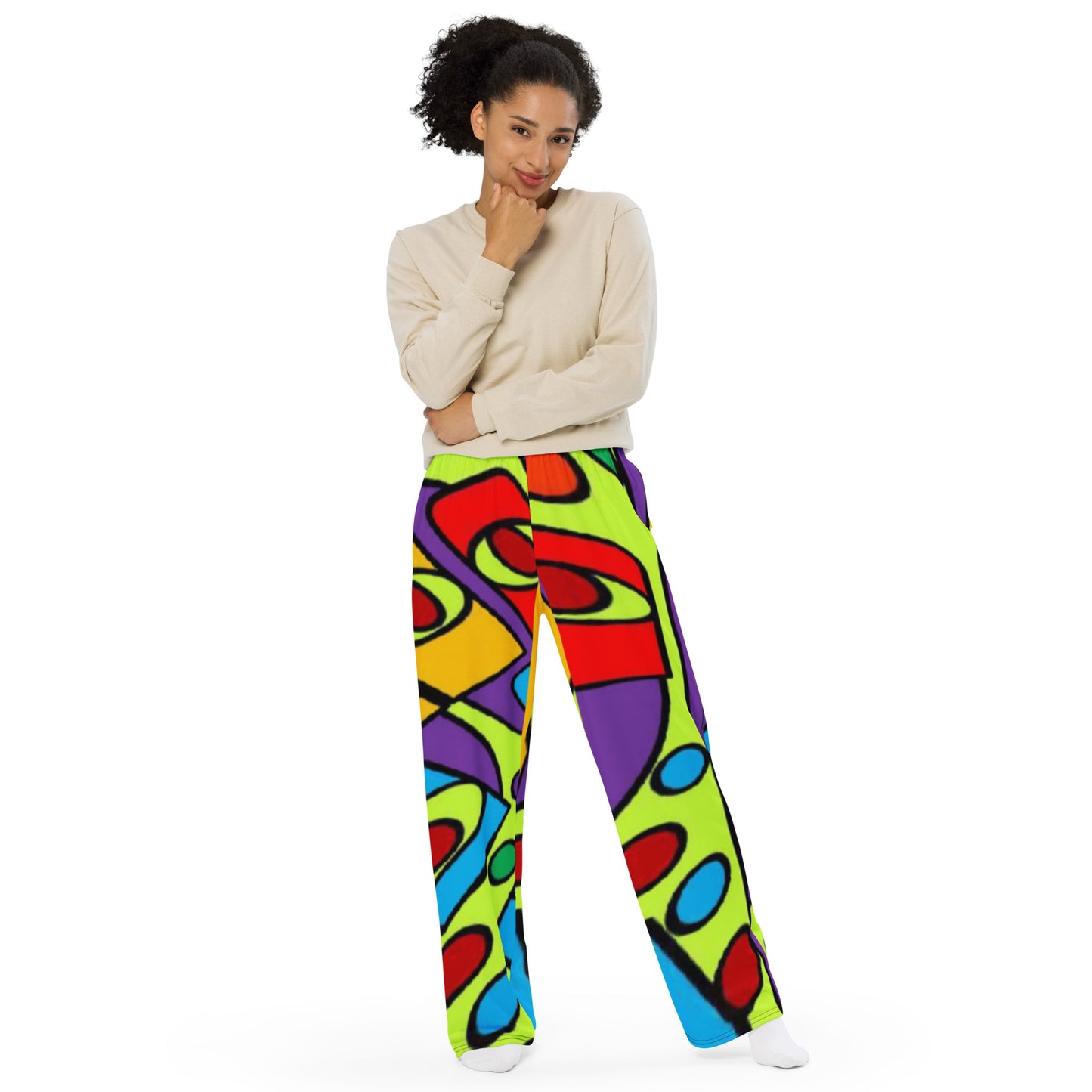 All-over print unisex wide-leg pants