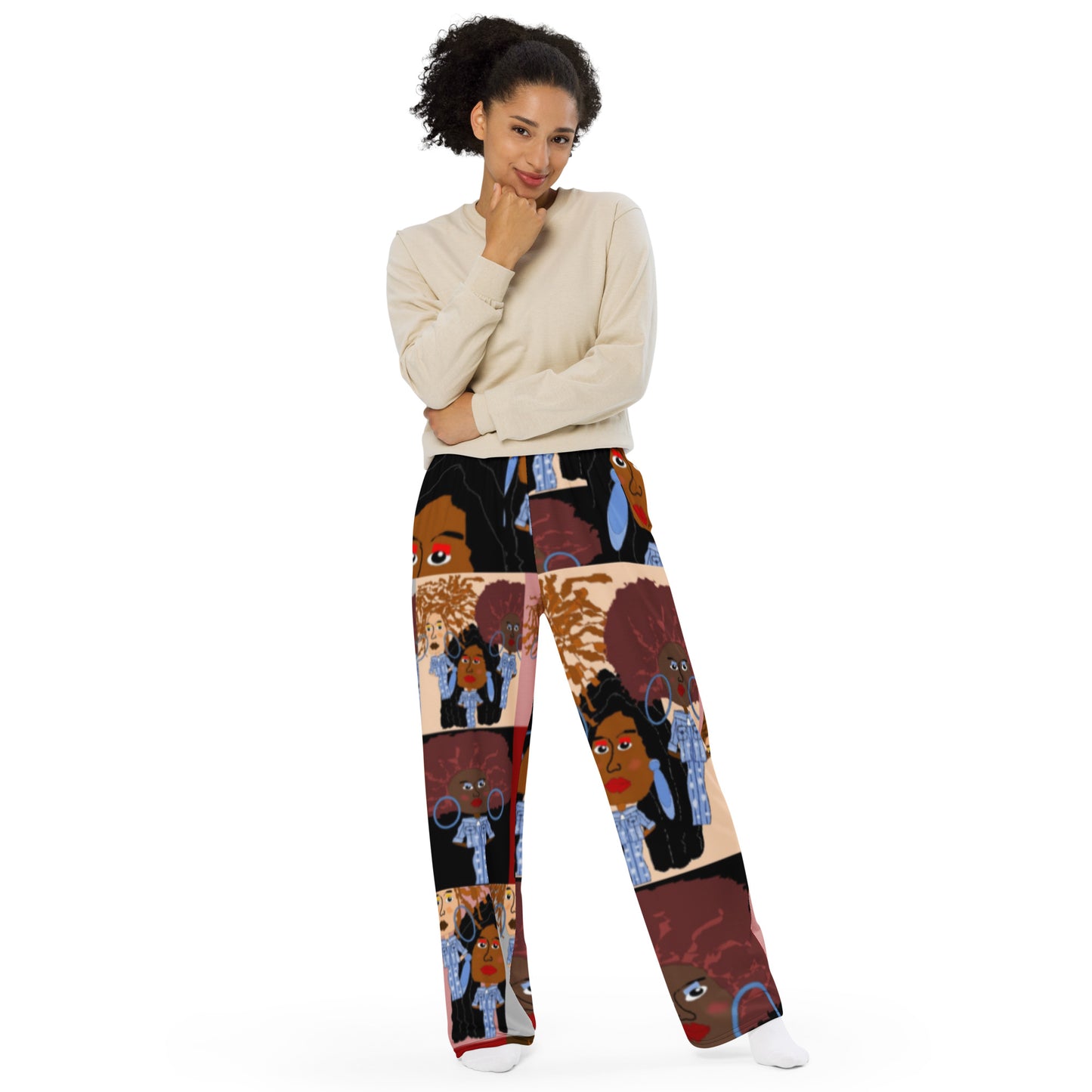 All-over print unisex wide-leg pants