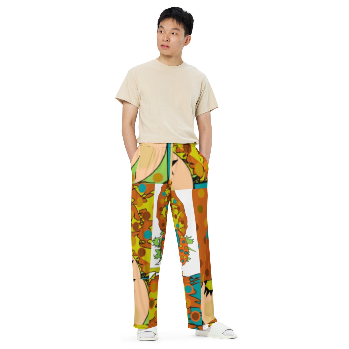 All-over print unisex wide-leg pants