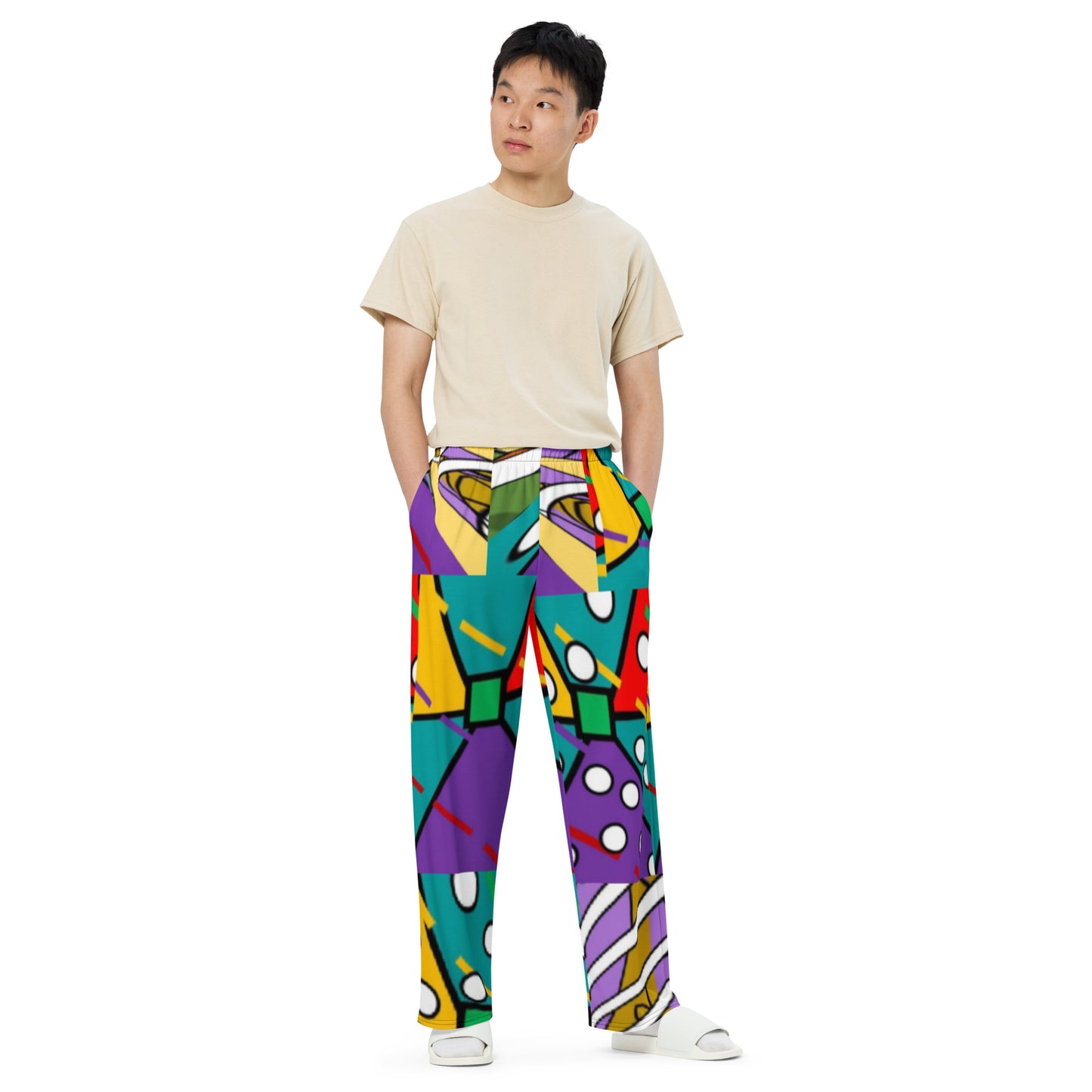 All-over print unisex wide-leg pants