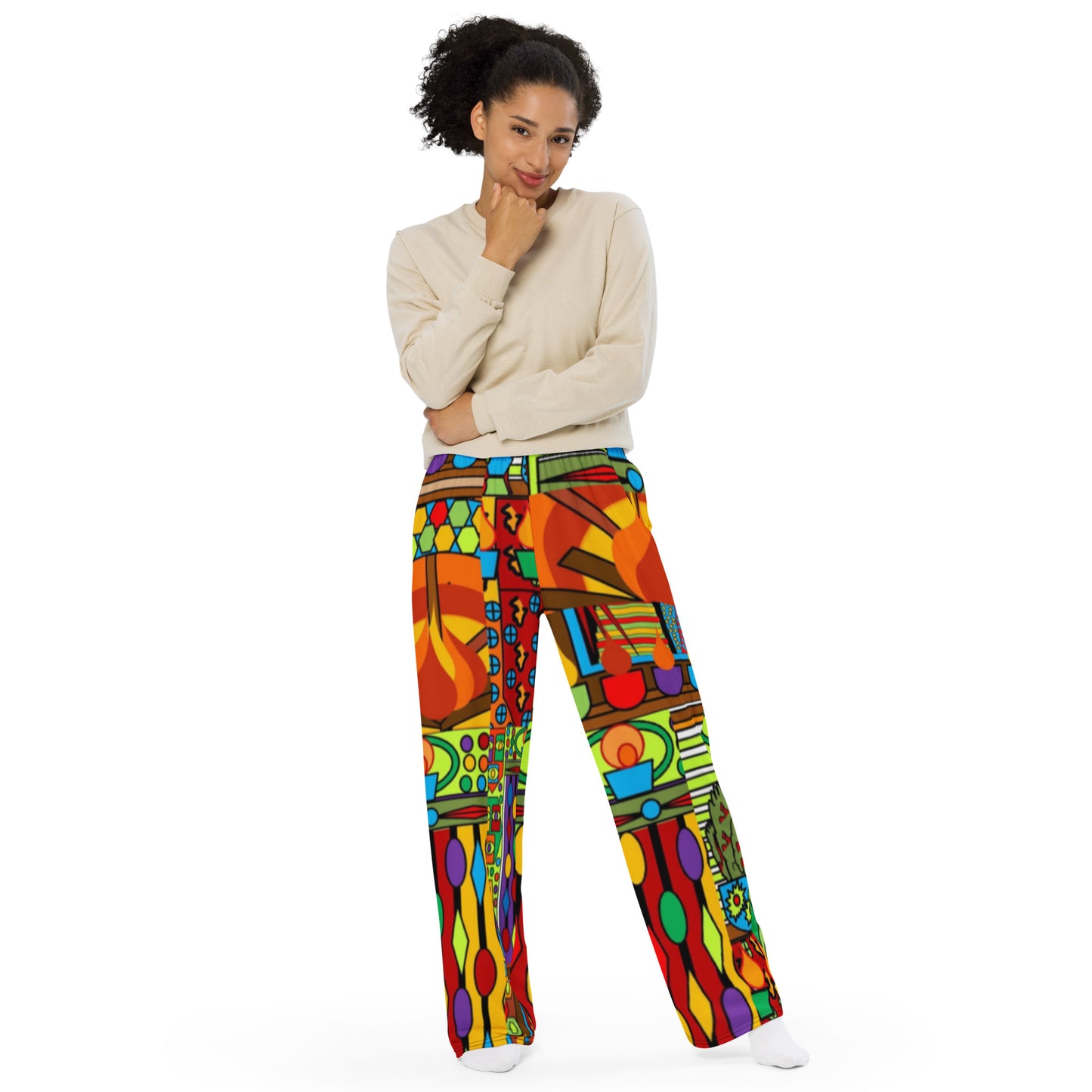 All-over print unisex wide-leg pants