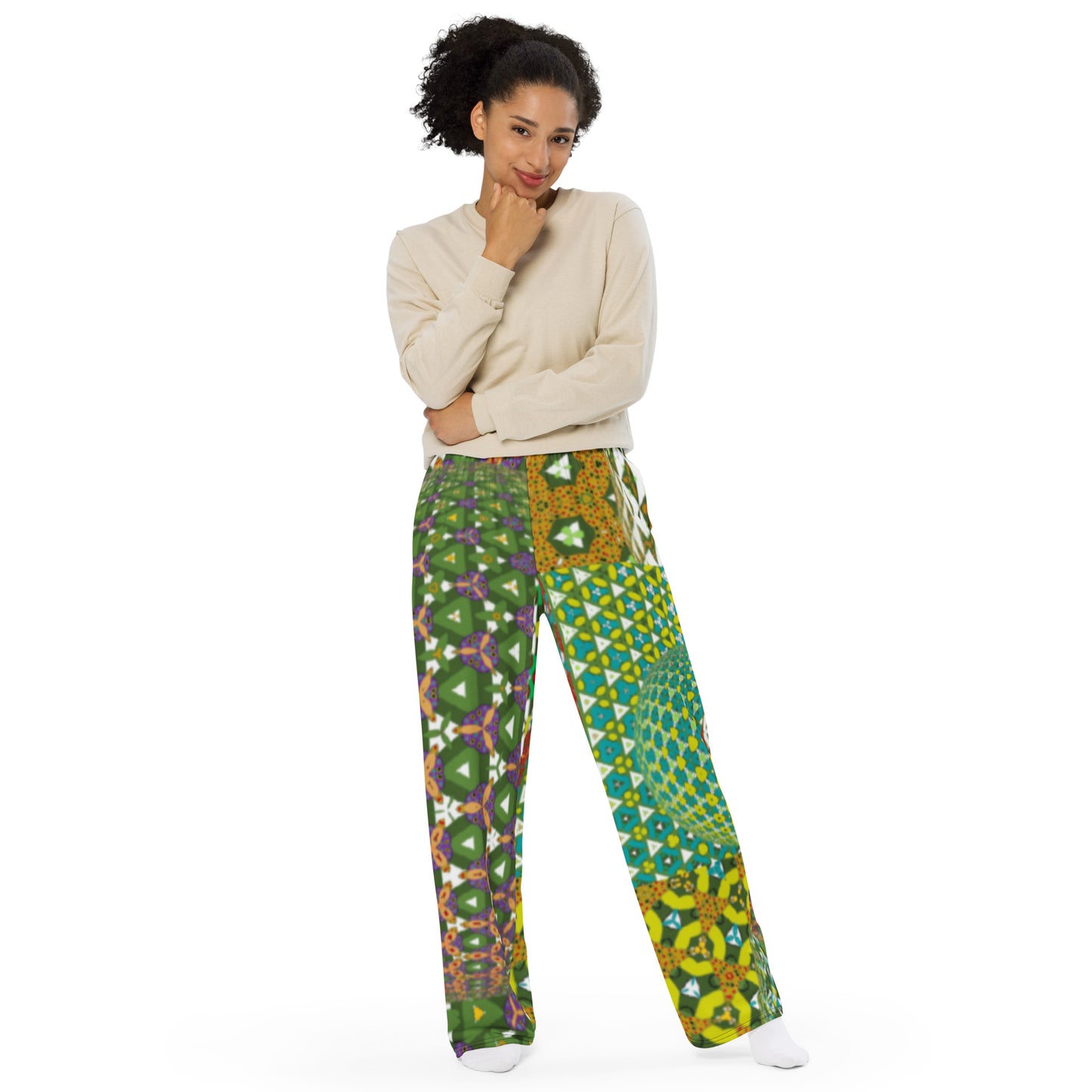 All-over print unisex wide-leg pants