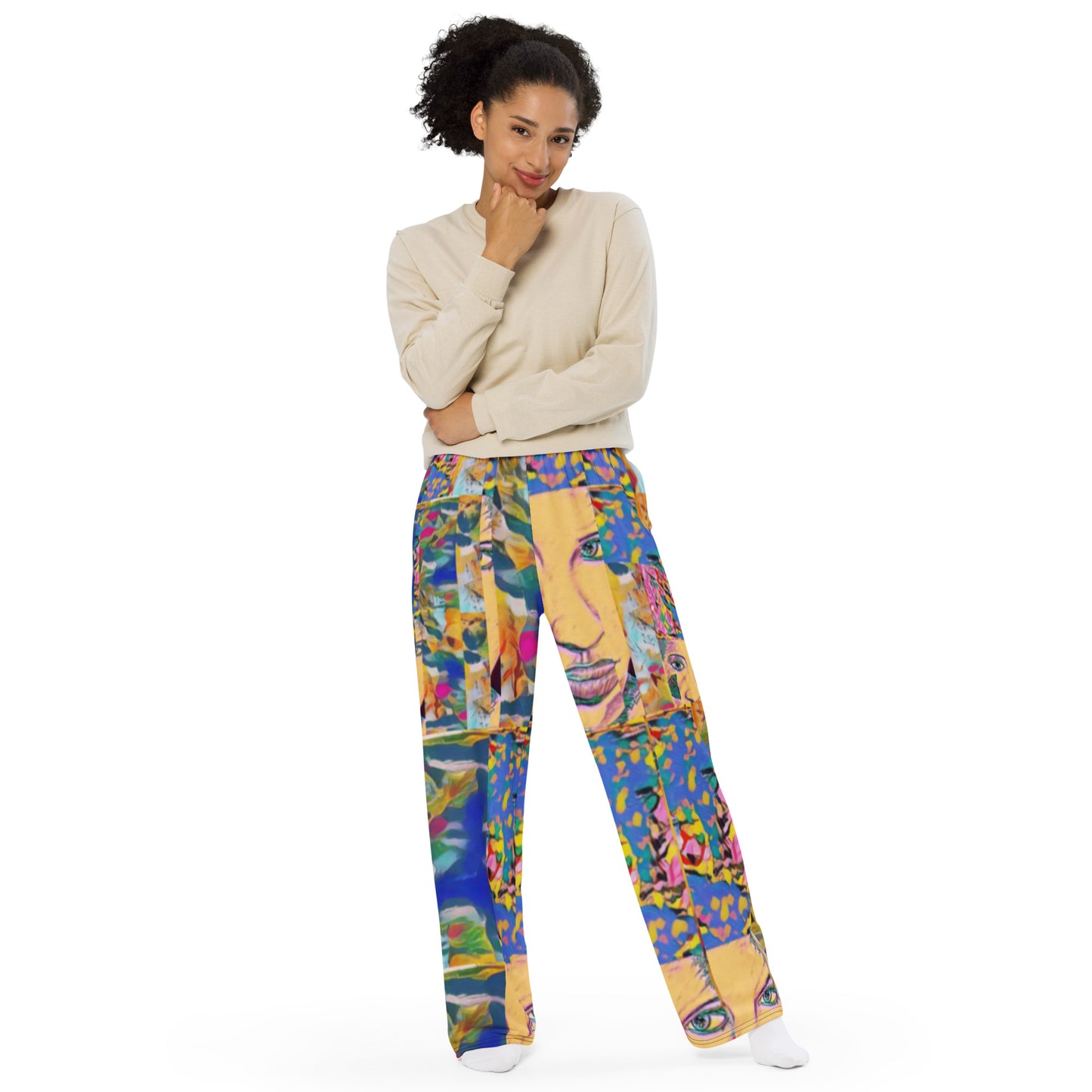 All-over print unisex wide-leg pants