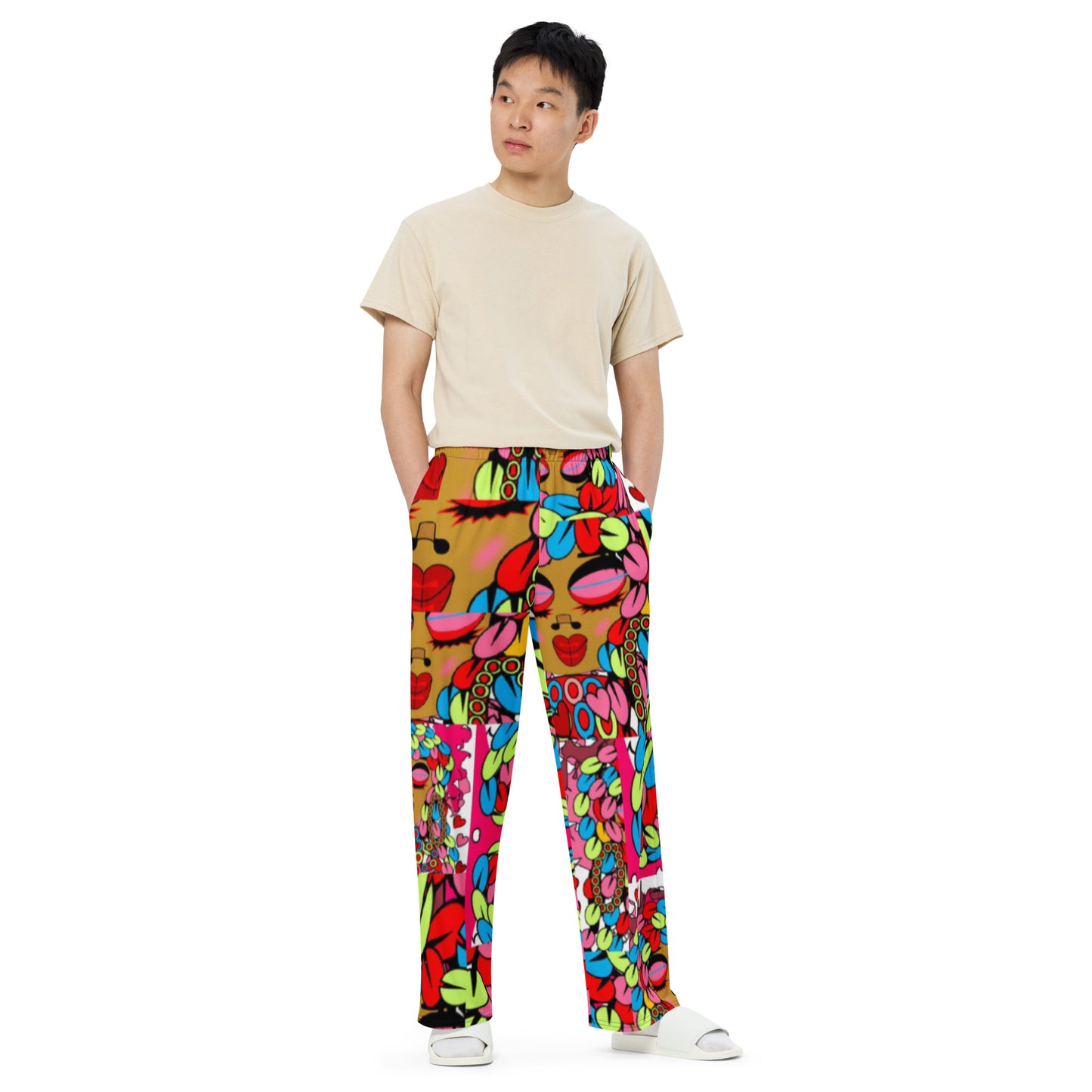 All-over print unisex wide-leg pants