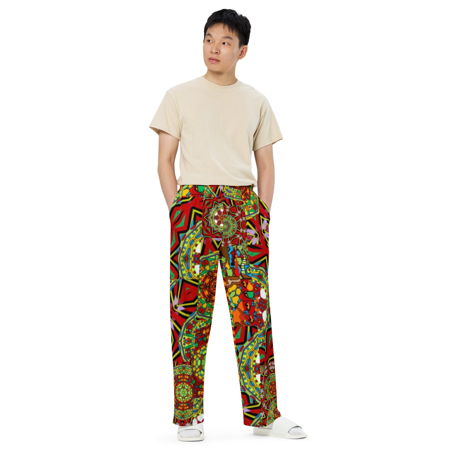 All-over print unisex wide-leg pants