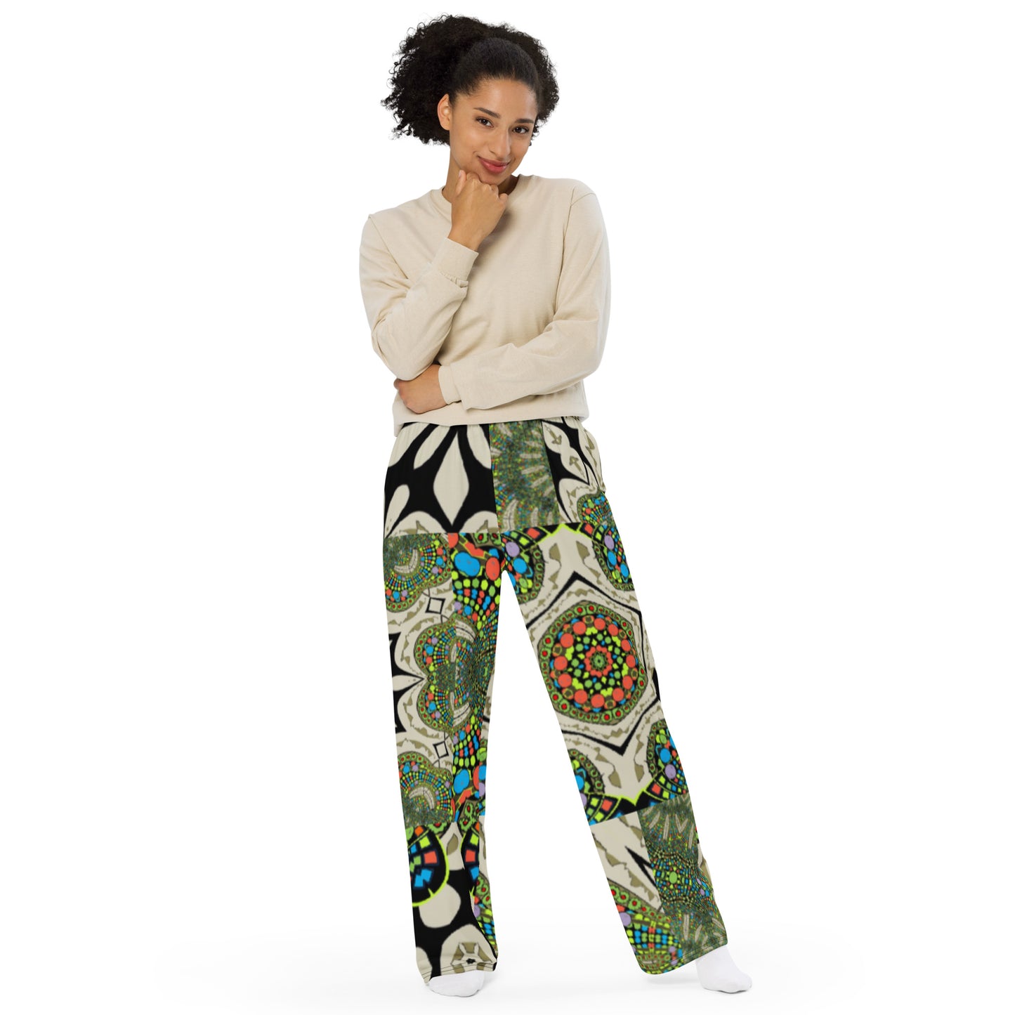 All-over print unisex wide-leg pants
