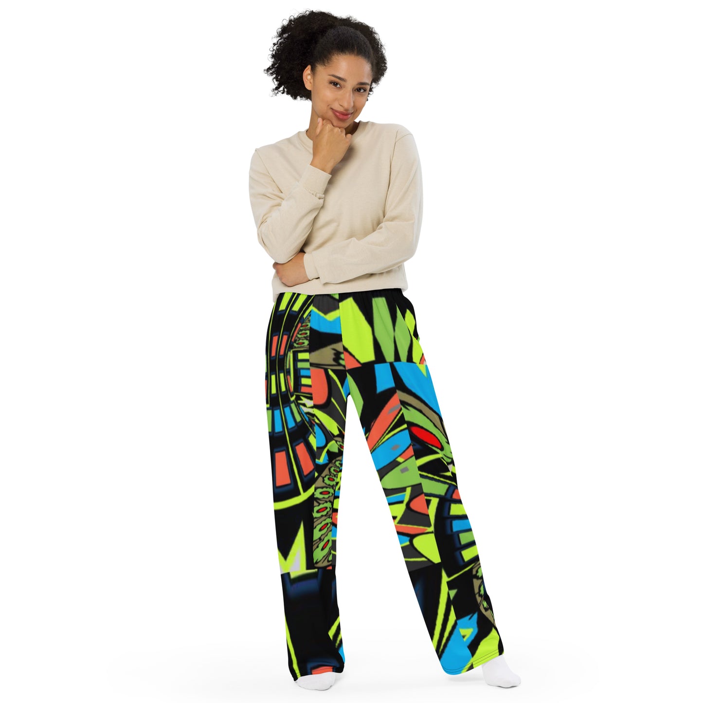 All-over print unisex wide-leg pants