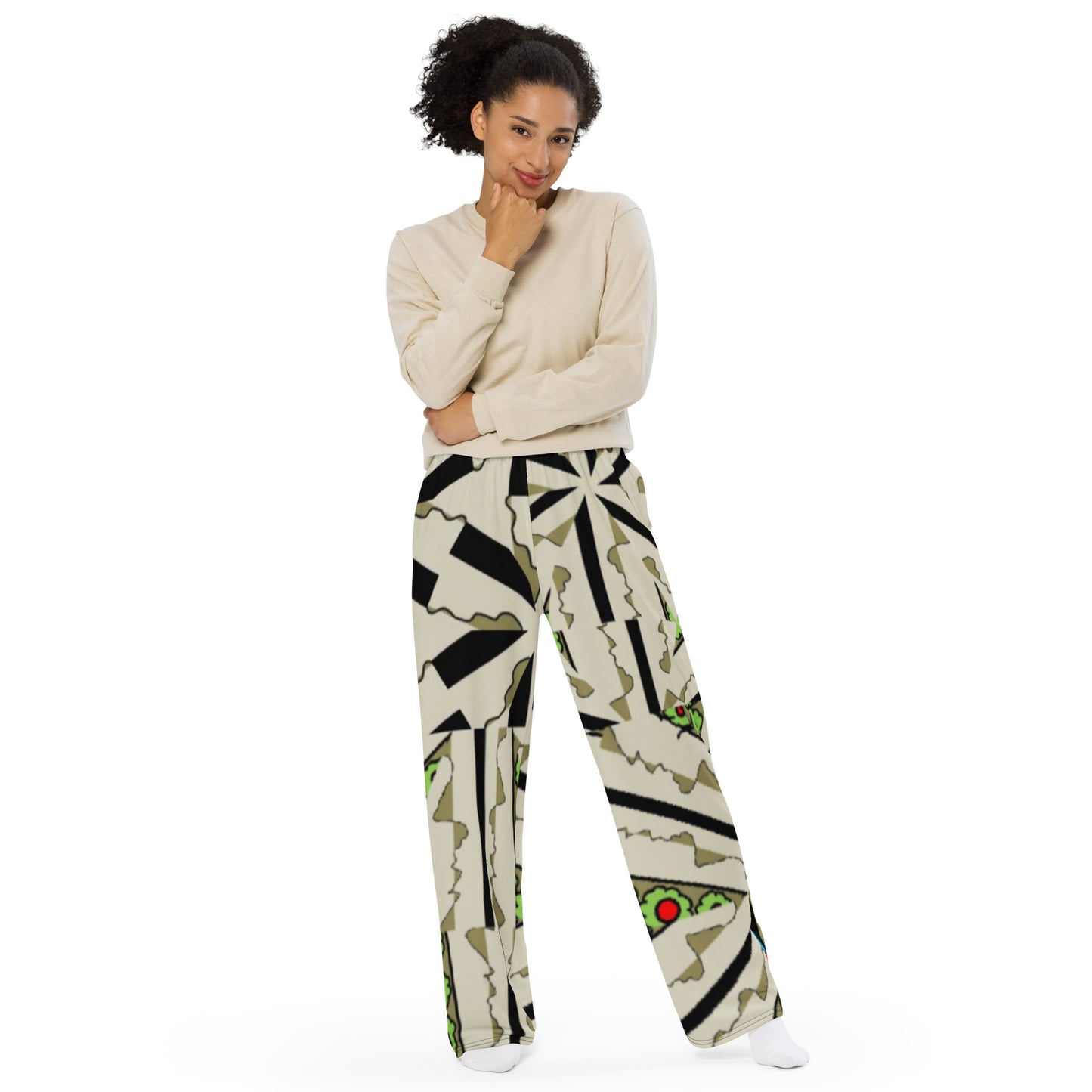 All-over print unisex wide-leg pants