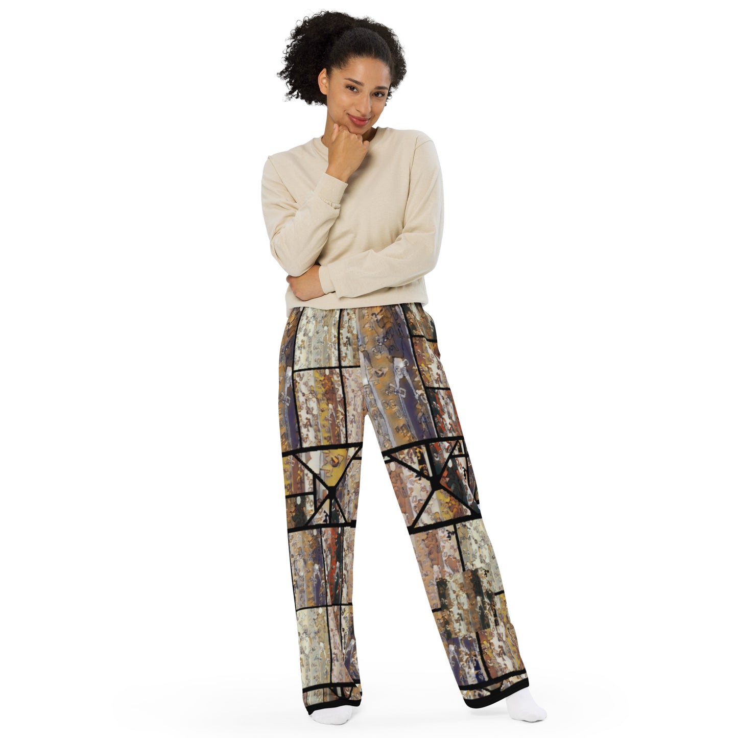 All-over print unisex wide-leg pants
