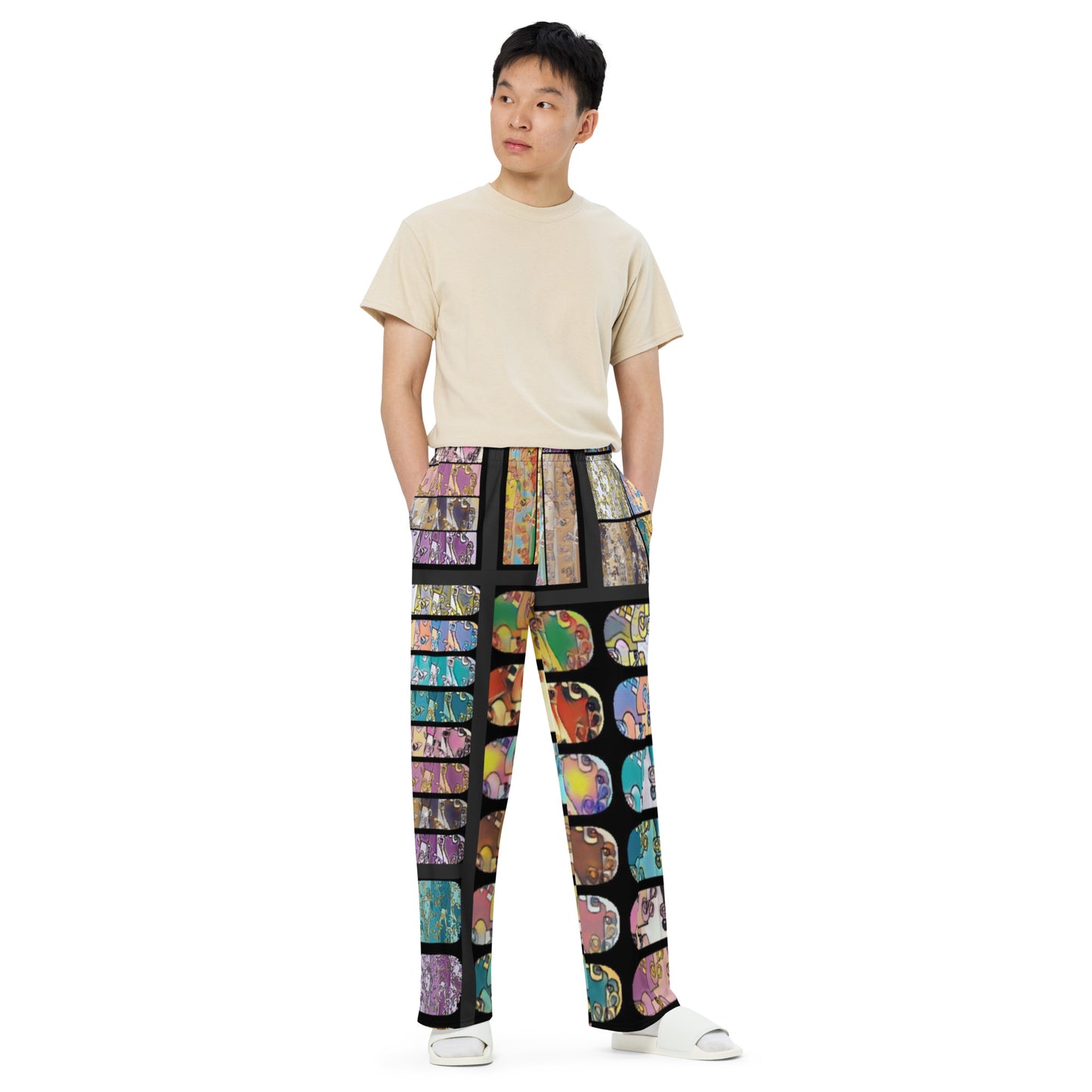 All-over print unisex wide-leg pants
