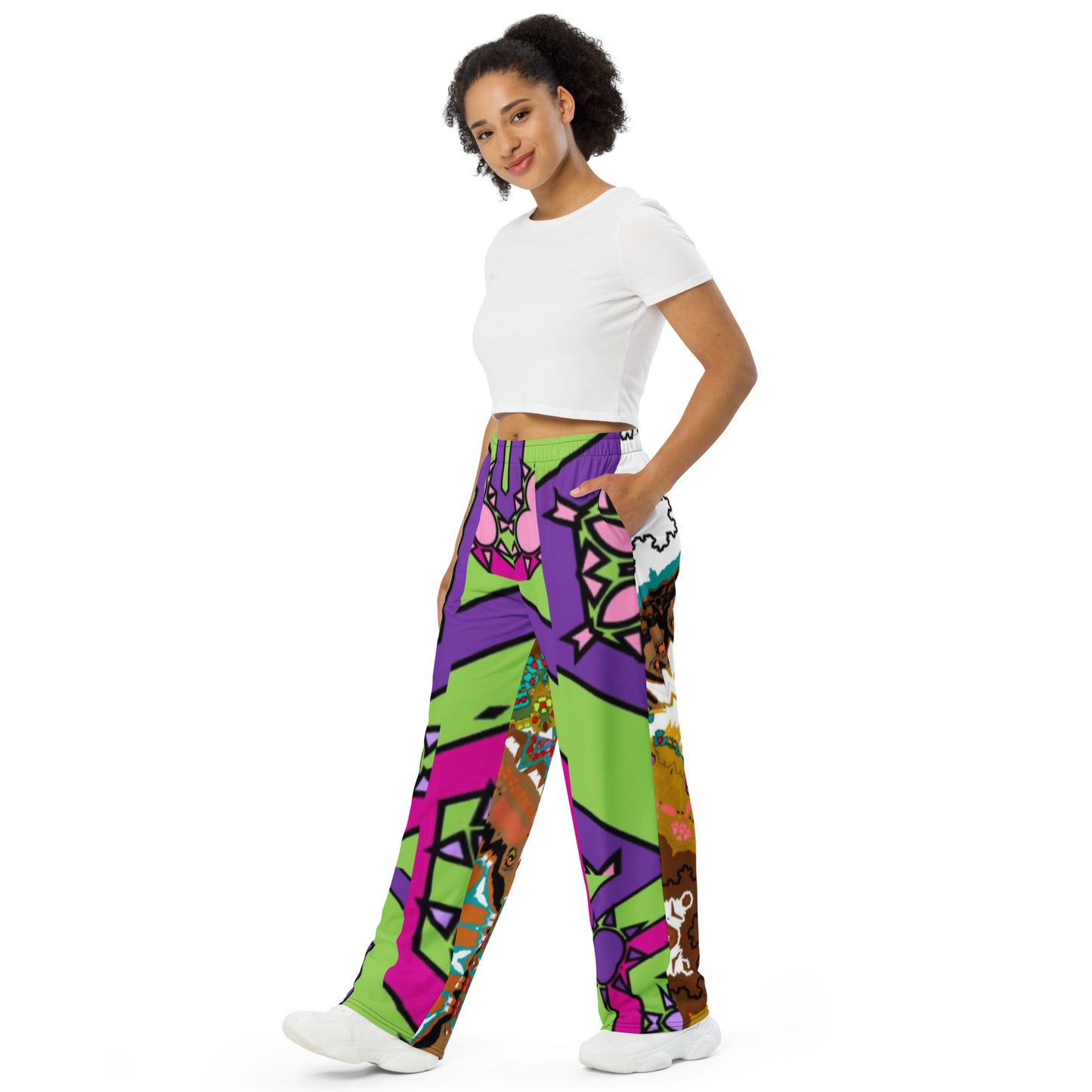 All-over print unisex wide-leg pants