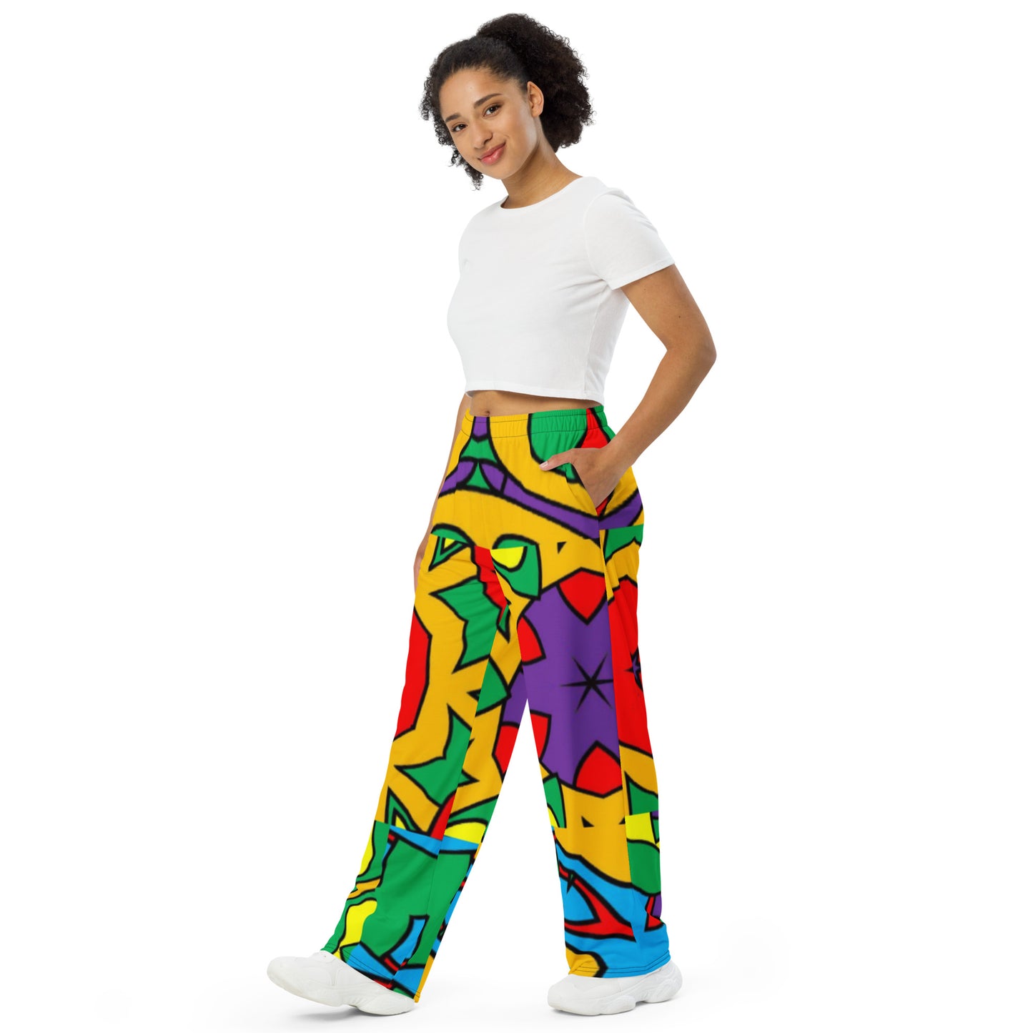 All-over print unisex wide-leg pants
