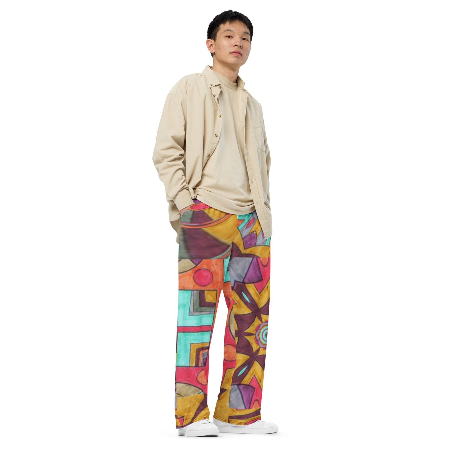 All-over print unisex wide-leg pants