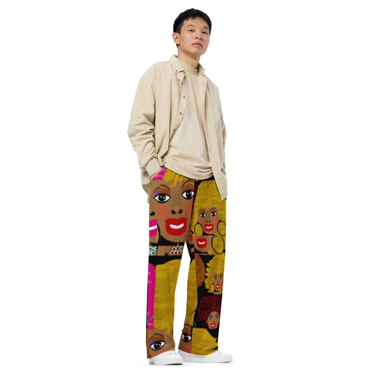 All-over print unisex wide-leg pants