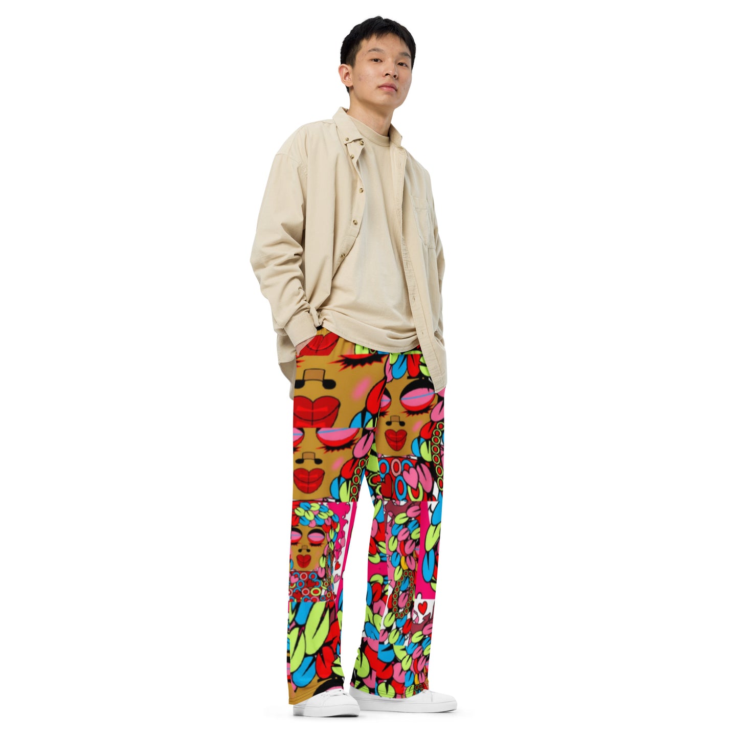 All-over print unisex wide-leg pants